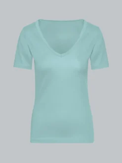 V-Shirt aus Baumwolle/Elastan Gletscher