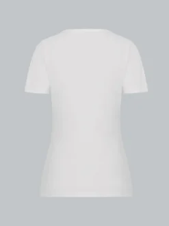 V-Shirt aus Baumwolle/Elastan Weiss
