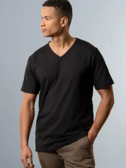 V-Shirt aus 100% Biobaumwolle Schwarz-C2C
