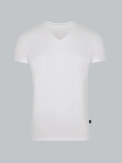 V-Shirt aus 100% Lyocell Weiss