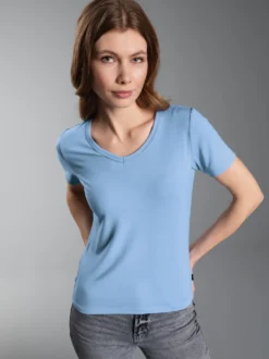 V-Shirt aus Modal Horizont