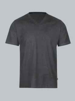 V-Shirt DELUXE Baumwolle Anthrazit-melange