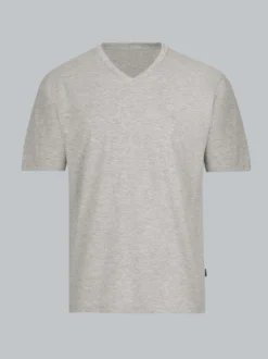 V-Shirt DELUXE Baumwolle Grau-melange