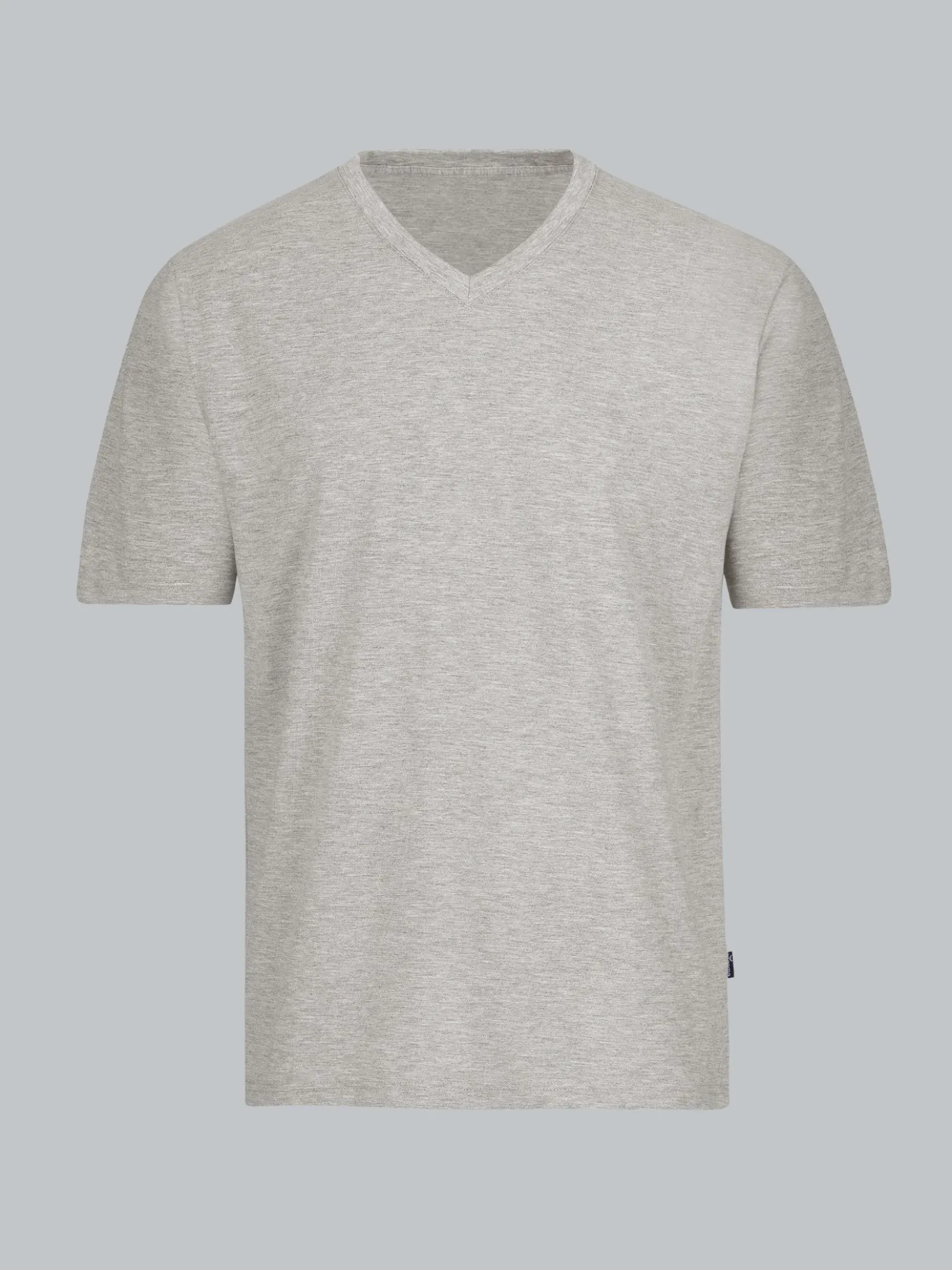V-Shirt DELUXE Baumwolle Grau-melange