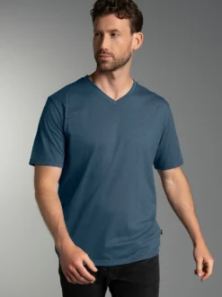 V-Shirt DELUXE Baumwolle Jeans-melange