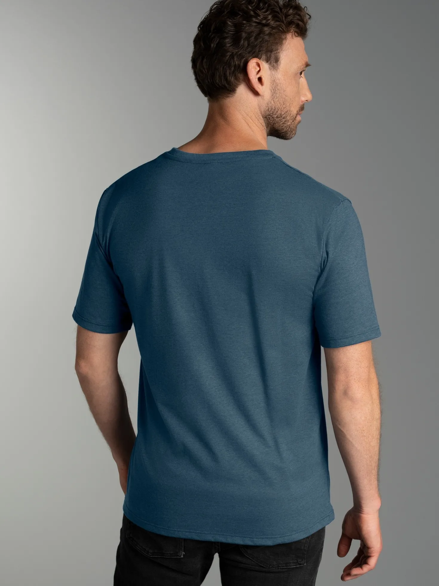 V-Shirt DELUXE Baumwolle Jeans-melange