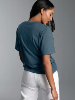V-Shirt DELUXE Baumwolle Jeans-melange