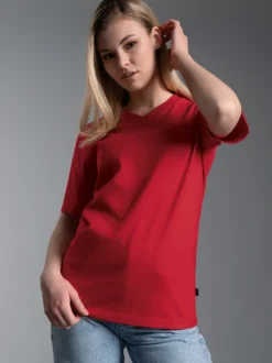 V-Shirt DELUXE Baumwolle Kirsch