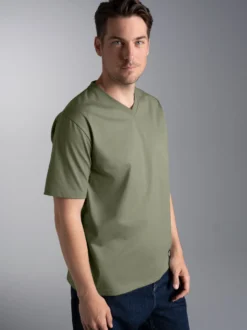 V-Shirt DELUXE Baumwolle Salbei