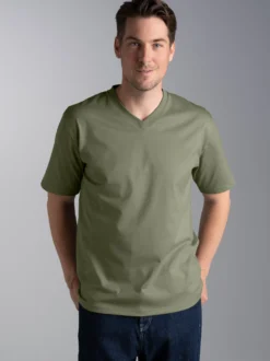 V-Shirt DELUXE Baumwolle Salbei