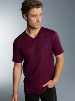 V-Shirt DELUXE Baumwolle Sangria