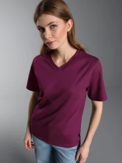 V-Shirt DELUXE Baumwolle Sangria
