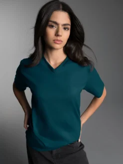 V-Shirt DELUXE Baumwolle Saphir