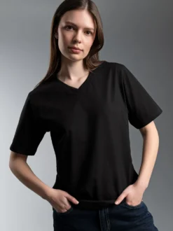 V-Shirt DELUXE Baumwolle Schwarz