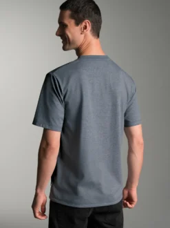 V-Shirt DELUXE Baumwolle Steingrau-melange
