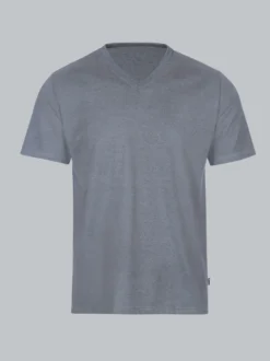 V-Shirt DELUXE Baumwolle Steingrau-melange