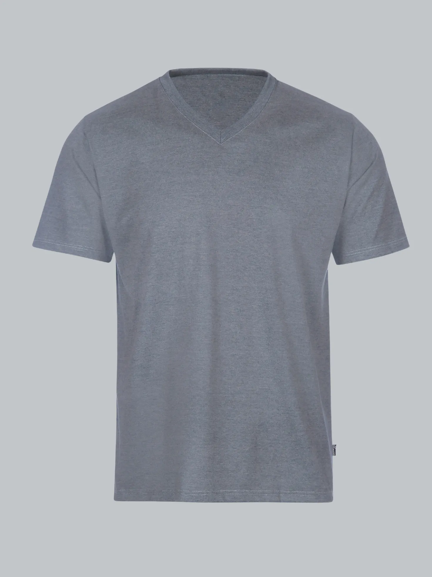 V-Shirt DELUXE Baumwolle Steingrau-melange