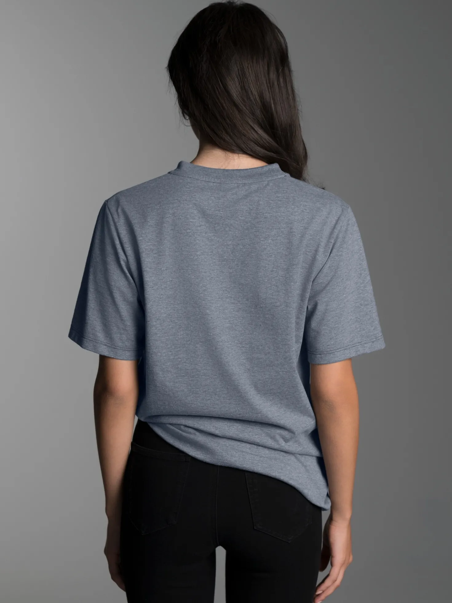 V-Shirt DELUXE Baumwolle Steingrau-melange